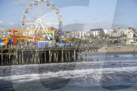 Santa Monica, sea, pier and ferris wheel