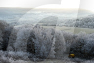 Frosty landscape, Powys, Wales, UK.
