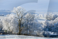 Frosty landscape, Powys, Wales, UK.