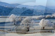Frosty landscape, Powys, Wales, UK.