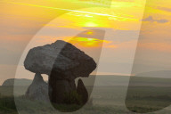 Carreg Samson Dolmen at sunrise, Abercastle, Pembrokeshire, Wales, UK.