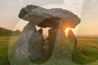 Carreg Samson Dolmen at sunrise, Abercastle, Pembrokeshire, Wales, UK.