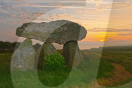 Carreg Samson Dolmen at sunrise, Abercastle, Pembrokeshire, Wales, UK.