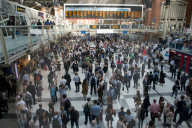 Liverpool Street train station at rush hour, London, EC2, England