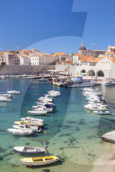 Fishing boats in the Old Port, Dubrovnik Old Town, Dalmatian Coast, Dubrovnik, Croatia, EU, Europe