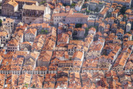 Aerial rooftop view of Dubrovnik old town, Dalmatian Coast, Dubrovnik, Croatia, EU, Europe