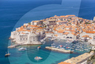 Aerial view of Old Port and Dubrovnik Old town, Dalmatian Coast, Dubrovnik, Croatia, EU, Europe