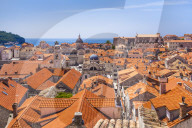 Terracotta tile rooftop view of Dubrovnik Old Town, Dalmatian Coast, Dubrovnik, Croatia, EU, Europe