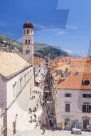 Rooftop view of Main Street Placa, Stradun, Dubrovnik Old Town, Dalmatian Coast, Dubrovnik, Croatia, EU, Europe