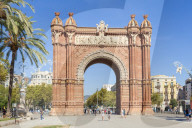 The red brick Arc de Triomf, arc de triomphe , Arco de Triunfo, Barcelona, Catalonia, Catalunya, Spain, EU, Europe