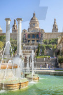 The Magic Fountain of MontjuvØc below the Palau Nacional, MNAC, National art Gallery, Barcelona, Catalonia, Spain, EU, Europe