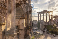 The Arch of Septimius Severus and The Temple of Saturn in the Roman Forum, Rome, Lazio, Italy, EU, Europe