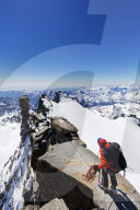 Europe, Italy, The Alps, Aosta valley, Grand Paradiso, Madonna summit 4059m, climbers on the summit
