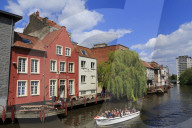 Restaurant on Leie River, Ghent, East Flanders, Belgium, Europe