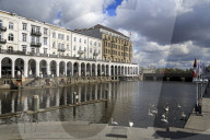 Alster Arcades, Rathaus Square, Hamburg, Germany, Europe