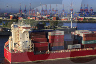 Container ship, Hamburg, Germany, Europe