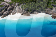 Aerial view tropical beach , Seychelles, Indian Ocean,