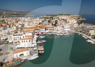 Aerial view of Rethymno old town, Venetian Harbour and fortress, Grete Island