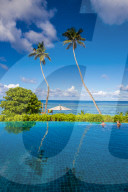 The pool ath Hilton's DoubleTree Resort & Spa, Mahe, Republic of Seychelles, Indian Ocean.
