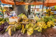 Vegetables and fruit at the Sir Selwyn Selwyn - Clarke Market, Victoria, Mahe, Republic of Seychelles, Indian Ocean.