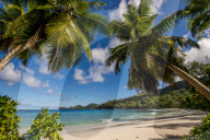 Petit Police Bay Beach, Mahe, Republic of Seychelles, Indian Ocean.
