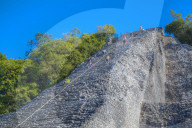 Tourists climbing the temple, Nohoch Mul Temple, Coba, Quintana Roo, Mexico, North America