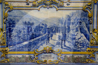 Tile painting (azulejos), Pinhao Railroad Station, Alto Douro Wine Valley, UNESCO World Hertiage Site, Portugal, Europe