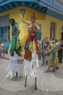Streel Dancers on Stilts, La Habana Vieja, UNESCO World Heritage Site, Havana, Cuba