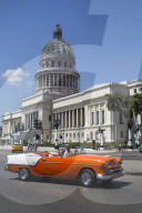 Vintage 1954 Oldsmobile in front of Capitol Building, Centro Habana, Havana, Cuba