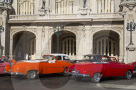 Vintage Cars in front of Grand Theater, Centro Habana, Havana, Cuba