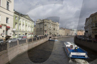 Tour Boats on the Moika River, St Petersburg, UNESCO World Heritage Site, Russia