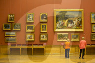 Tourist Viewing 19th C. Russian Paintings, Russian Museum, St Petersburg, UNESCO World Heritage Site, Russia