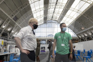 Prime minister Boris Johnson visits vaccine centre