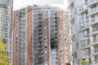 Residents angry after fire at east London high-rise with Grenfell-style panels at flats at New Providence Wharf in Tower Hamlets
