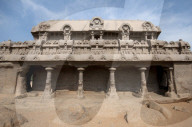 The Bhima Ratha, part of the Pancha Rathas monument complex, dating from the 7th century, Mahaballipuram Tamil Nadu