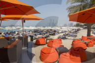 View of Atlantis Hotel and Al Marina from Corniche Beach, Abu Dhabi, UAE, Middle East, Asia
