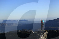 A hiker on Table Mountain, Cape Town, South Africa