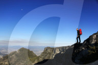 A hiker on Table Mountain, Cape Town, South Africa