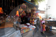Stalls outside the Kali temple, selling Hindu threads, marriage bangles, images of gods and godesses and souvenirs to visitors