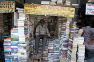 Bookstall holder in College Street, the world's largest secondhand book market for intellectuals, scholars and students, Kolkata