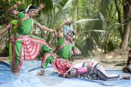 Young boys performing Gotipua dance, the traditional folk dance of Odisha inspired by Hindu gods, Lords Jagannath and Krishna