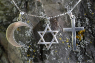 Symbols of islam, islam and christianity.