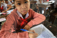 Laotian schoolgirl. Portrait. Elementary school.
