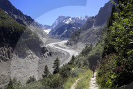 French Alps. Mont Blanc Massif. La mer de Glace (sea ice glacier). Chamonix. France.