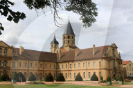 The bell tower of Holy Water and Tower Clock. Cluny Abbey. Cluny was founded in 910. France.