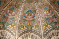 The vault of the choir decorated with mosaics representing the Beatitudes. Crypt. Basilica of Notre-Dame de Fourviere