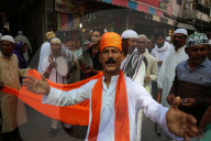 Singers outside Ajmer Sharif dargah, Rajasthan. India.