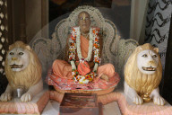 Statues in A. C. Bhaktivedanta Swami Prabhupada's mausoleum in Vrindavan, Uttar Pradesh. India.