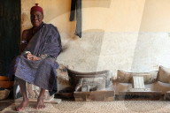 Old voodoo priestess in her convent. Togoville, Togo.
