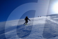 Ski mountaineering on Mount Etna, Catania, Sicily, Italy, Europe